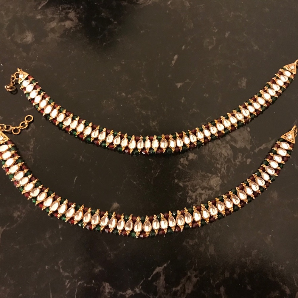 Indian Bollywood anklets red and green